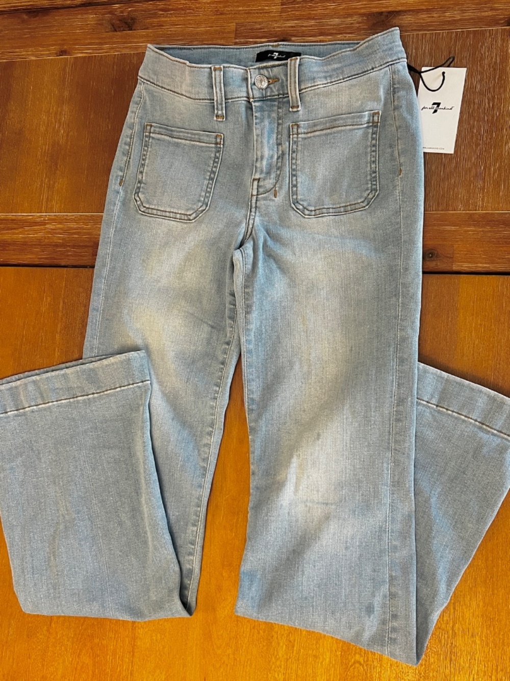7 For All Mankind Dojo Tailorless Sirte Flare Leg Trouser Denim Jeans | Size 25 - Picture 4 of 7